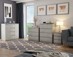 Komoda so 4 zásuvkami Carlos, šedý beton, 75 cm