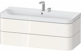 DURAVIT Happy D.2 Plus c-shaped závesná skrinka s nábytkovým umývadlom s dvomi otvormi, 2 zásuvky, 1175 x 490 x 480 mm, biela vysoký lesk, HP4349E22220000