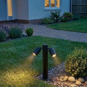 Stojaca vonkajšia lampa čierna 45 cm IP44 nastaviteľná 2-svetlo - Duo