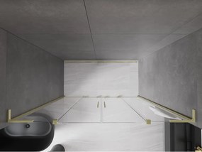 Mexen Velar L Duo, posuvné sprchové dvere do otvoru 200 cm, 8mm číre sklo, zlatá matná, 871-200-003-02-55