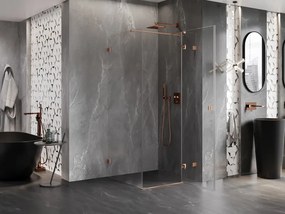Mexen Lunar T, sklopný sprchový kút pravý 110 x 110 cm, 8mm číre sklo, profil medená matná, 834T-110-110-65-00-P