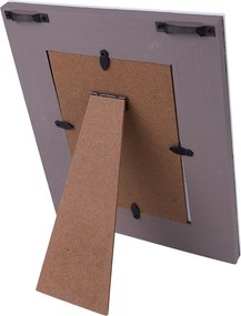 Šedý drevený fotorámik s bielou patinou a pierkami Woodia - 17*1*22 cm / 10*15 cm