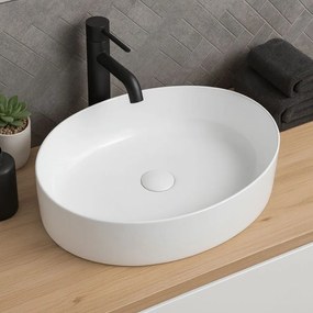Erga Oval, umývadlo na dosku 550x400x140 mm, biela lesklá, ERG-V03-OVAL55-WH