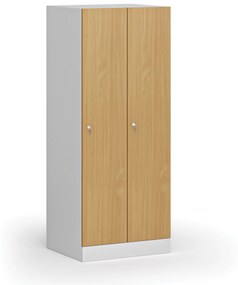 Šatníková skrinka znížená, 2 oddiely, 1500 x 600 x 500 mm, cylindrický zámok, laminované dvere, buk