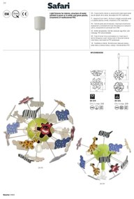 Redo 04-514-Detské stropné svietidlo SAFARI 3xE14/3W/230V pr. 41 cm pestrofarebná