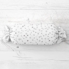 Biante Vankúš valec bonbon Sandra SA-049 Drobné sivé kvietky a motýliky na bielom 15x60 cm