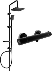 Mexen Sven, sprchový set s dažďovou sprchou a KAI termostatickou sprchovou batériou, čierna matná, 77100262-70