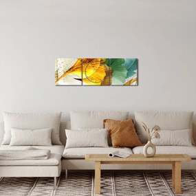 Obraz - Listy (s hodinami) (90x30 cm)
