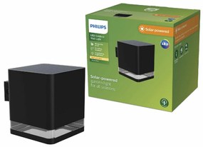 Philips Virona vonkajšie solárne nástennésvietidlo LED čierne, 1,8 W, 200 lm, 2700 K