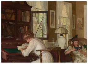 Sklenený obraz - Edmund Tarbell, Josephine and Mercie, reprodukcia (70x50 cm)
