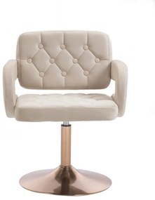 LuxuryForm DESIGN Kreslo ADRIA VELUR na zlatom tanieri - krémové