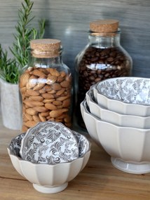 Set 5ks zelená porcelánová miska s ornamentmi vo vnútri prúžkom Arés - Ø15*9 cm