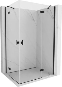 Mexen Mist-H Duo, 2-krídlový výklopný sprchový kút 90 x 105 cm, číre sklo, čierny profil, 8A5-090L-105P-70-00