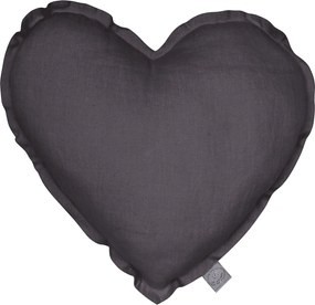 Ľanový vankúš srdca grafitová 44cm