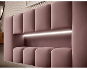 Ružová čalúnená jednolôžková posteľ s úložným priestorom s roštom 90x200 cm Lamica – ELTAP