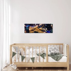Obraz nočného mesta (s hodinami) (90x30 cm)