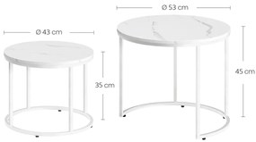 Sada konferenčných stolíkov MARLON 2 ks, dekor biely mramor