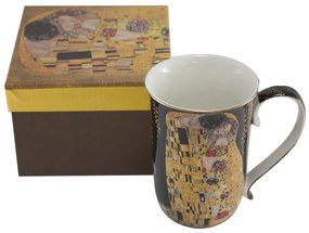 HOME ELEMENTS Porcelánový hrnček 400 ml, Klimt, Bozk tmavý