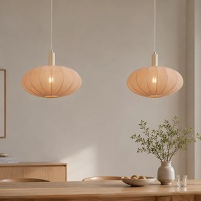Japandi závesná lampa béžová s látkovým tienidlom 2-svetlá - Bida