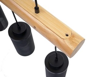 Závesné svietidlo H83 industrial, tube 3 74210 - kov / drevo - Čierna