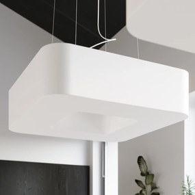 Závesné svietidlo Urano, 1x biele textilné tienidlo, (biely plast), (60 cm)