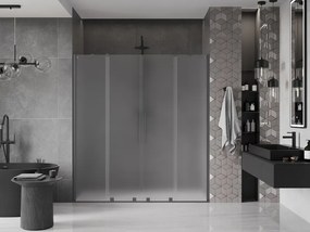Mexen Velar Duo, posuvné sprchové dvere do otvoru 200 cm, 8mm sklo námraza, brúsený grafit, 871-200-000-32-95