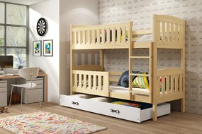 Interbeds Poschodová posteľ Kubus prírodná so šuplíkom 200cm x 90cm - biela