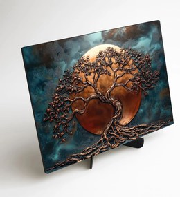 DUBLEZ | Drevený obraz - Večný strom života a luna