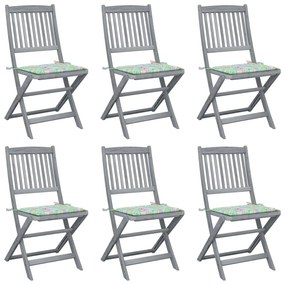 Skladacie záhradné stoličky s podložkami 6 ks akáciový masív 3065446