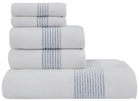 Soft Cotton Darčeková sada uterákov a osušiek AQUA Biela / modrá výšivka Sada (2ks malý uterák 33x33cm, 2ks uterák 45x90cm, osuška 75x150cm)