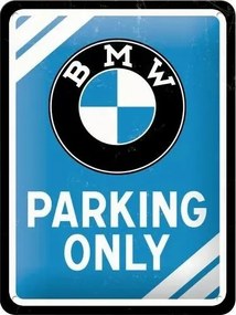 Plechová ceduľa BMW - Parking Only - Blue, (15 x 20 cm)