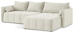 Béžová rozkladacia/s úložným priestorom rohová pohovka (pravý roh/s leňoškou) Moku – Makamii