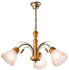 Lamkur Luster na reťazi TULIPAN 3xE27/60W/230V buk LA15071
