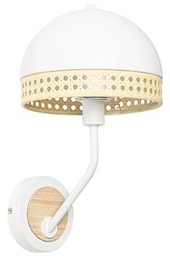 Orientálna nástenná lampa biela s ratanom 20 cm - Magna Rotan