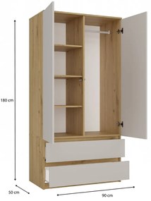 Šatní skříň Malwa SS-90 cm dub artisan/kašmír