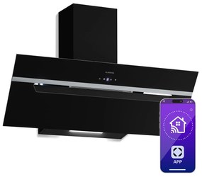 Klarstein BigBite šikmý digestor | režim odsávania vzduchu a recirkulácie | bezpečnostné sklo | 417 m³/h | 90 cm