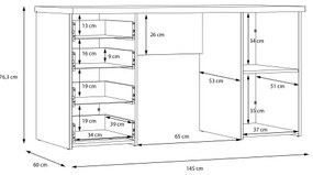 Písací stôl ARENO biela/dub sonoma