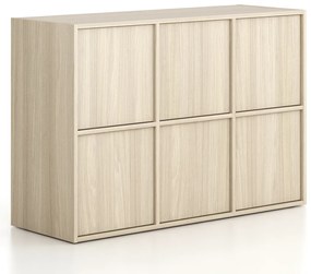 Kancelárska skriňa FRAME, nízka, 6x dvere, 1299 x 450 x 881 mm, PUSH-lock, dub prírodný
