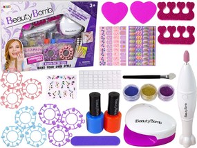 LEAN Toys Súprava na zdobenie nechtov frézka lampa pilník brokáty