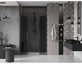 Mexen Velar Duo, posuvné sprchové dvere do otvoru 160 cm, 8mm šedé sklo, grafit brúsený, 871-160-000-42-66