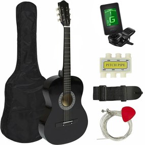 Akustický gitarový set pre začiatočníkov s ladičkou navyše, 2 farebné prevedenia, čierny
