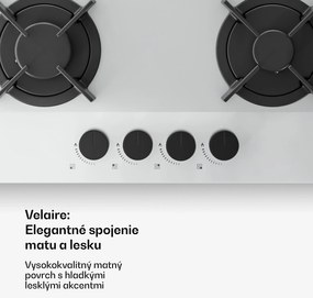 Klarstein Plynová varná doska Velaire, 4-platnička s elektrickým zapaľovaním, kompatibilná so zemným plynom a LPG, 8000W, 60cm