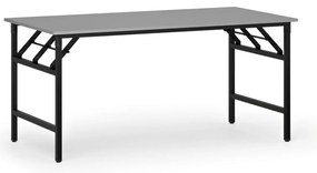 Konferenčný stôl FAST READY, 160x80 cm, čierna podnož, sivá