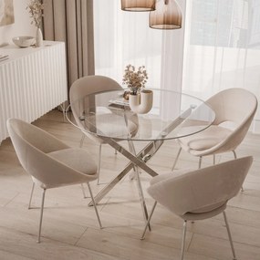 OKRÚHLY JEDÁLENSKÝ STÔL PASCAL CHRÓM + ČÍRE SKLO 100 cm