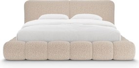 Sivobéžová čalúnená dvojlôžková posteľ s úložným priestorom s roštom 200x200 cm Solange – Micadoni