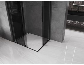 Mexen Velar L Duo, sprchový kút s posuvnými dverami 90 x 80 cm, 8mm šedé sklo, čierna matná, 871-090-080-02-43-70