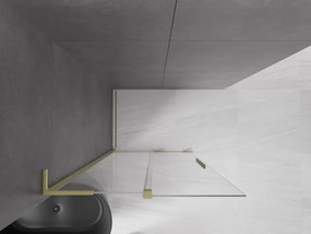Mexen Velar L, posuvná sprchová zástena Walk-in 100 x 200 cm, 8mm číre sklo, zlatá matná, 871-100-003-03-55