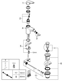 GROHE 24332001 - Bidetová batéria SWIFT 146 mm, lesklý chróm