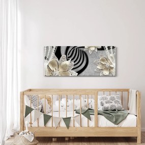 Obraz - 3D zlaté kvety (120x50 cm)