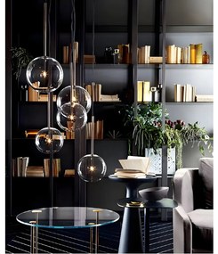 Toolight Toolight, sklenené guľové závesné stropné svietidlo 15cm, 1xG4, APP1680-1CP, OSW-04300